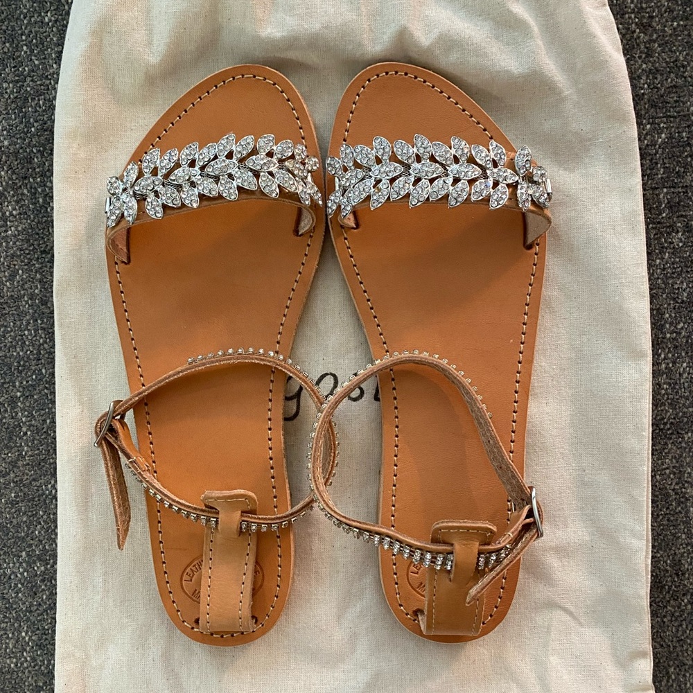 Handmade authentic Greek leather sandals size 8